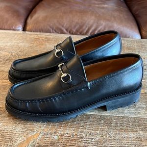 NEW! Never worn!!! Gucci Horse Bit Black Leather Lug Sole Loafers size 11